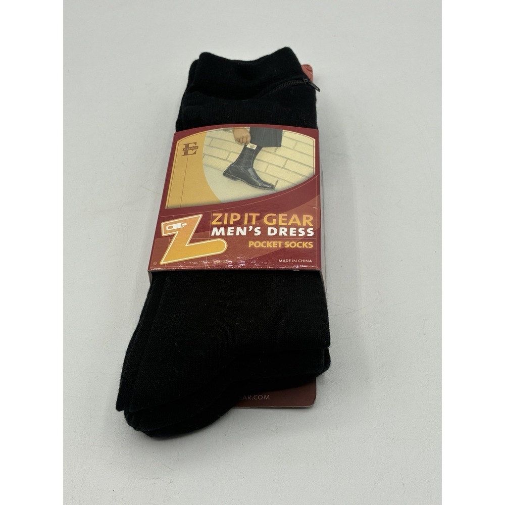 Zip it Gear Mens Dress Pocket Socks 3 Pairs Black Shoe 8-12.5 Travel Athletic